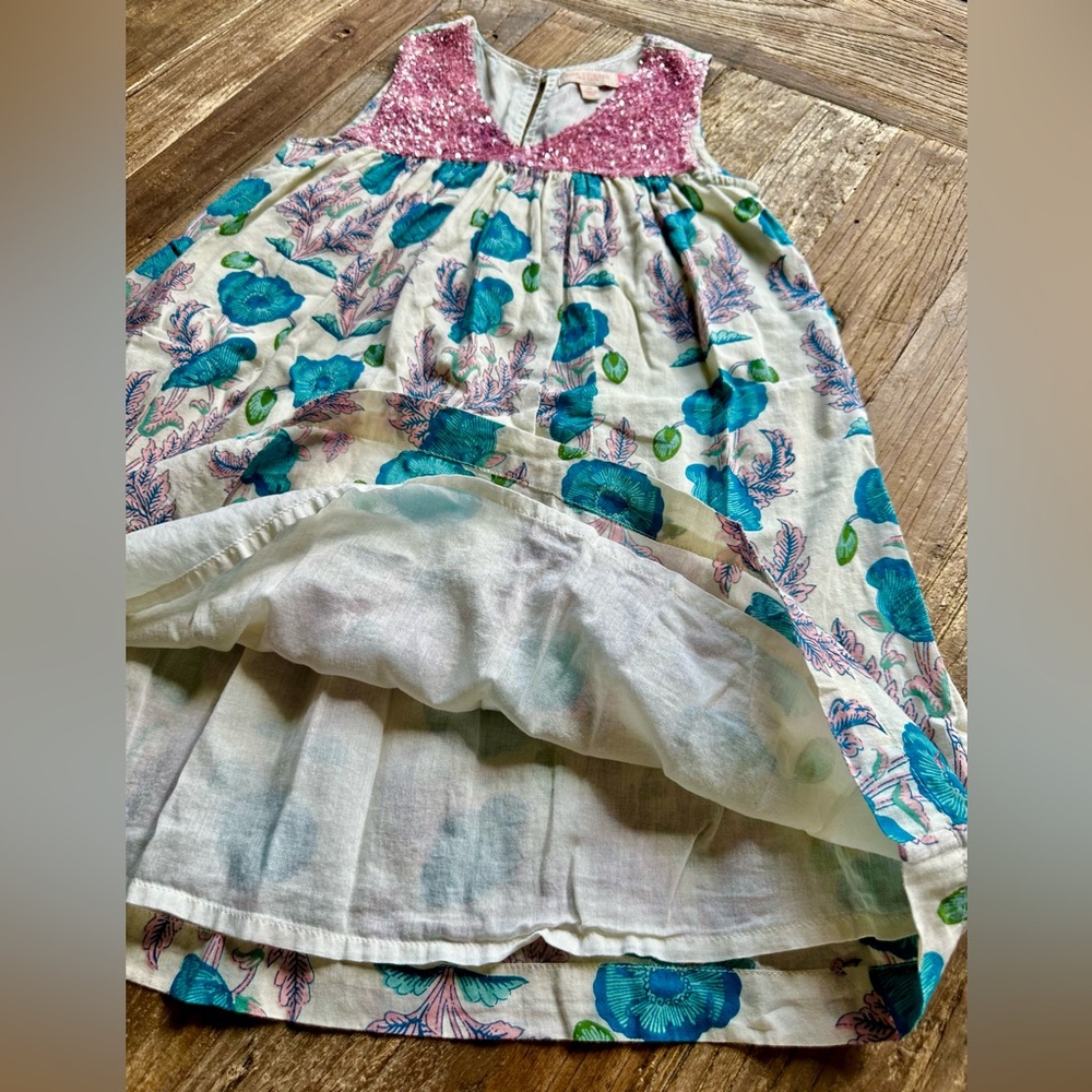 Pink Chicken Floral Courtney Dress with Sequins 6Y - Picture 6 of 6